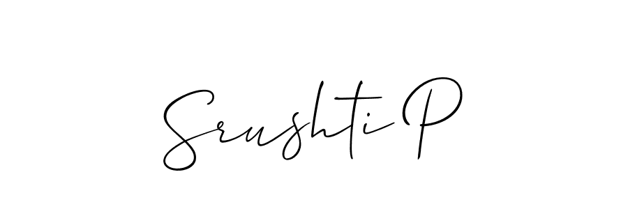 Create a beautiful signature design for name Srushti P. With this signature (Allison_Script) fonts, you can make a handwritten signature for free. Srushti P signature style 2 images and pictures png