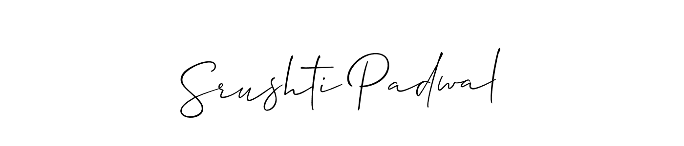 You should practise on your own different ways (Allison_Script) to write your name (Srushti Padwal) in signature. don't let someone else do it for you. Srushti Padwal signature style 2 images and pictures png
