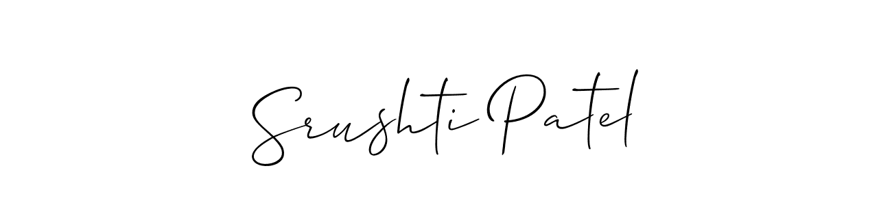Also You can easily find your signature by using the search form. We will create Srushti Patel name handwritten signature images for you free of cost using Allison_Script sign style. Srushti Patel signature style 2 images and pictures png