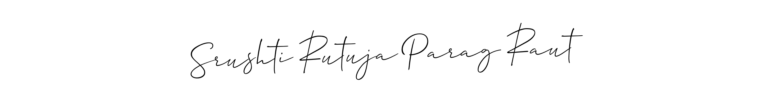 Use a signature maker to create a handwritten signature online. With this signature software, you can design (Allison_Script) your own signature for name Srushti Rutuja Parag Raut. Srushti Rutuja Parag Raut signature style 2 images and pictures png