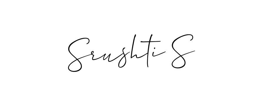 Make a beautiful signature design for name Srushti S. With this signature (Allison_Script) style, you can create a handwritten signature for free. Srushti S signature style 2 images and pictures png