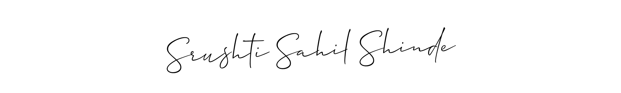 if you are searching for the best signature style for your name Srushti Sahil Shinde. so please give up your signature search. here we have designed multiple signature styles  using Allison_Script. Srushti Sahil Shinde signature style 2 images and pictures png