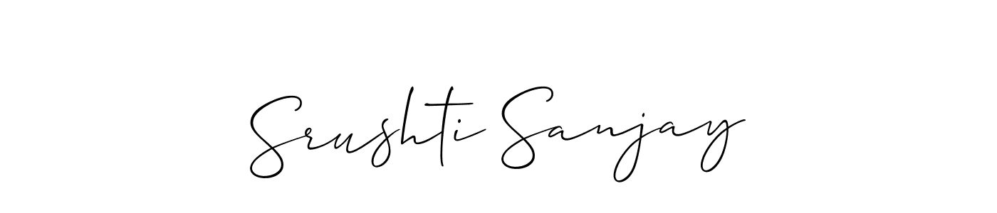 You should practise on your own different ways (Allison_Script) to write your name (Srushti Sanjay) in signature. don't let someone else do it for you. Srushti Sanjay signature style 2 images and pictures png