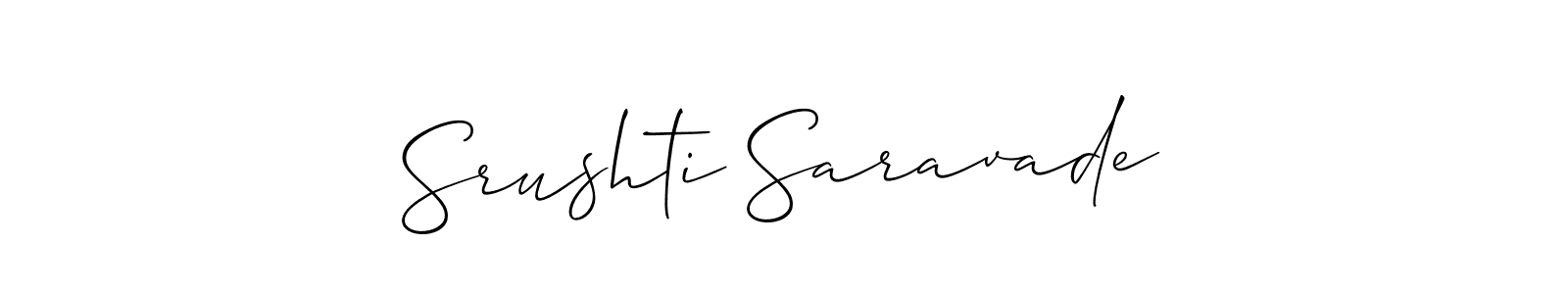 Also we have Srushti Saravade name is the best signature style. Create professional handwritten signature collection using Allison_Script autograph style. Srushti Saravade signature style 2 images and pictures png