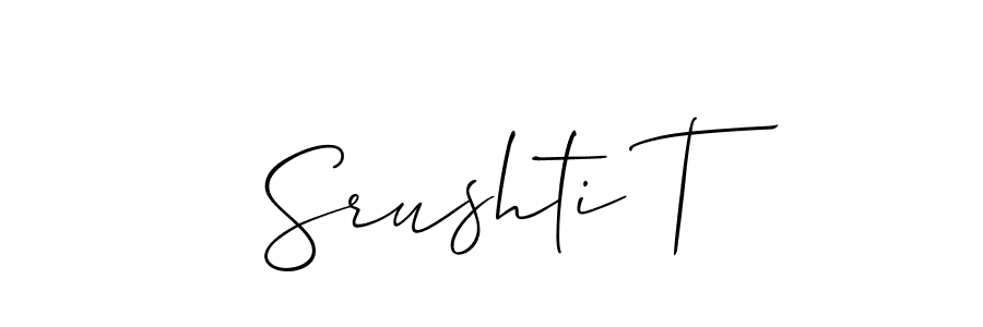 How to make Srushti T name signature. Use Allison_Script style for creating short signs online. This is the latest handwritten sign. Srushti T signature style 2 images and pictures png