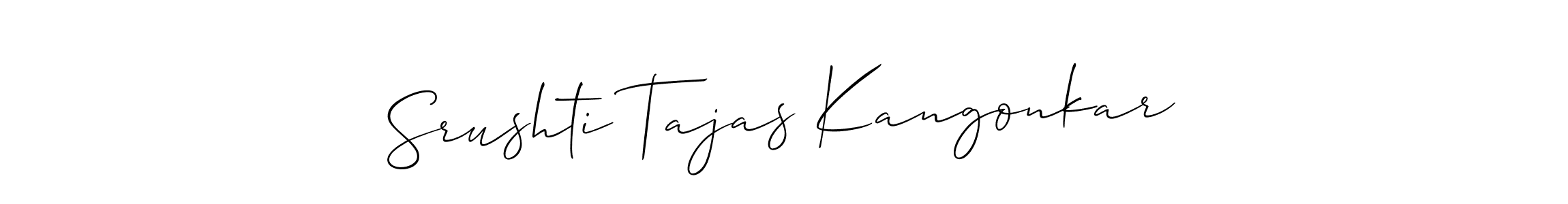 How to make Srushti Tajas Kangonkar name signature. Use Allison_Script style for creating short signs online. This is the latest handwritten sign. Srushti Tajas Kangonkar signature style 2 images and pictures png