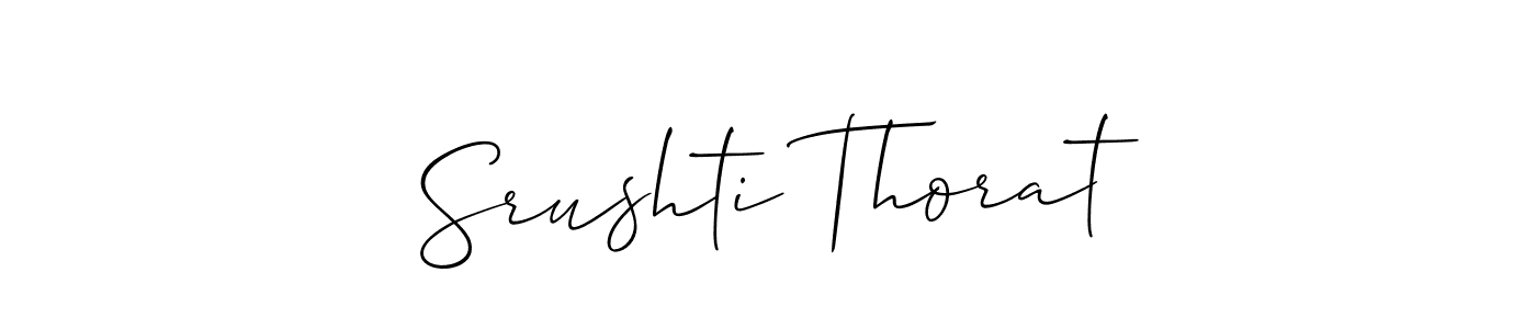 How to make Srushti Thorat name signature. Use Allison_Script style for creating short signs online. This is the latest handwritten sign. Srushti Thorat signature style 2 images and pictures png