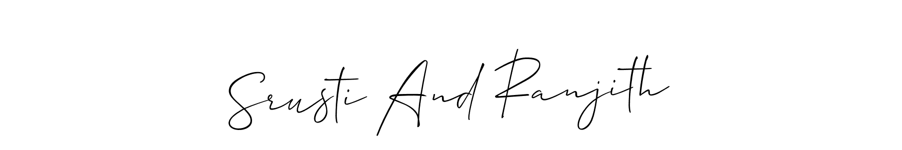 Use a signature maker to create a handwritten signature online. With this signature software, you can design (Allison_Script) your own signature for name Srusti And Ranjith. Srusti And Ranjith signature style 2 images and pictures png