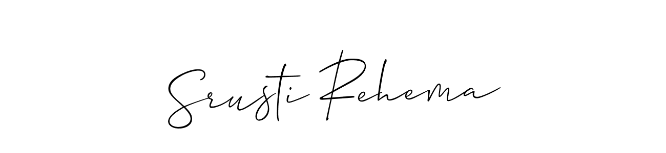 How to make Srusti Rehema name signature. Use Allison_Script style for creating short signs online. This is the latest handwritten sign. Srusti Rehema signature style 2 images and pictures png