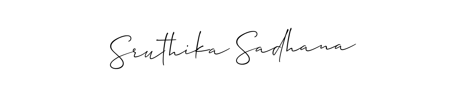 Create a beautiful signature design for name Sruthika Sadhana. With this signature (Allison_Script) fonts, you can make a handwritten signature for free. Sruthika Sadhana signature style 2 images and pictures png