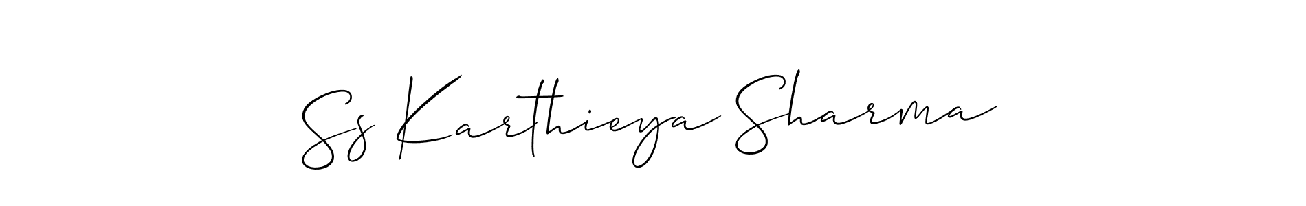 How to Draw Ss Karthieya Sharma signature style? Allison_Script is a latest design signature styles for name Ss Karthieya Sharma. Ss Karthieya Sharma signature style 2 images and pictures png