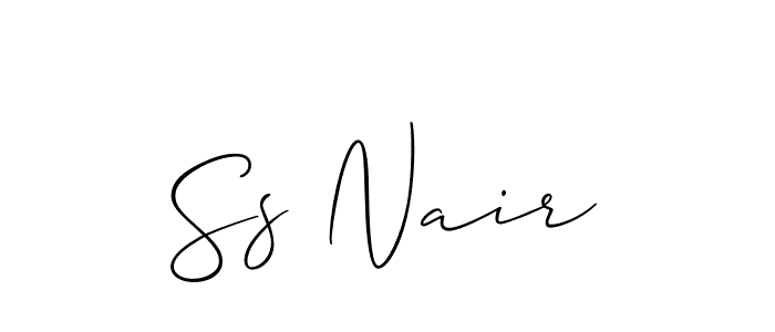 The best way (Allison_Script) to make a short signature is to pick only two or three words in your name. The name Ss Nair include a total of six letters. For converting this name. Ss Nair signature style 2 images and pictures png