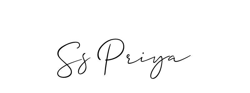 Design your own signature with our free online signature maker. With this signature software, you can create a handwritten (Allison_Script) signature for name Ss Priya. Ss Priya signature style 2 images and pictures png