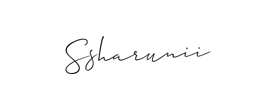Make a beautiful signature design for name Ssharunii. With this signature (Allison_Script) style, you can create a handwritten signature for free. Ssharunii signature style 2 images and pictures png