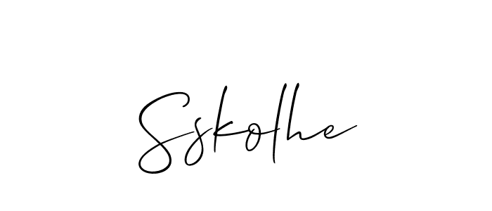 Allison_Script is a professional signature style that is perfect for those who want to add a touch of class to their signature. It is also a great choice for those who want to make their signature more unique. Get Sskolhe name to fancy signature for free. Sskolhe signature style 2 images and pictures png