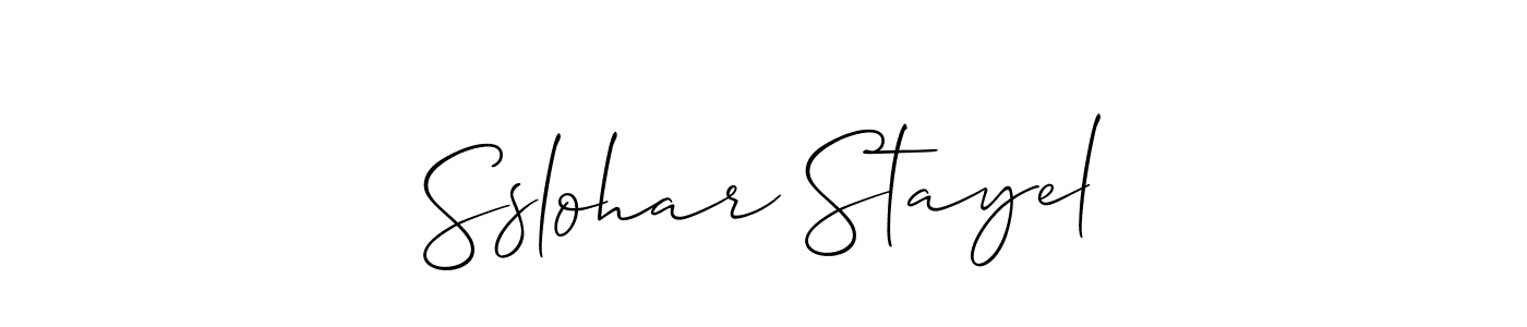 Use a signature maker to create a handwritten signature online. With this signature software, you can design (Allison_Script) your own signature for name Sslohar Stayel. Sslohar Stayel signature style 2 images and pictures png