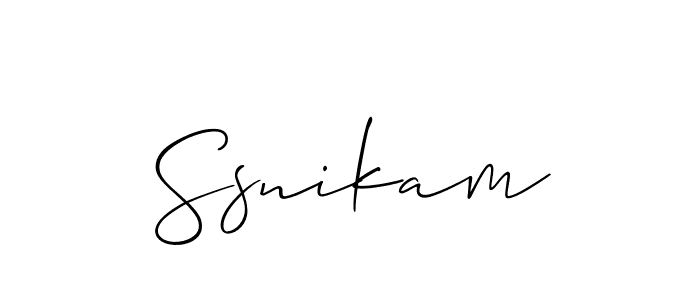 Make a beautiful signature design for name Ssnikam. With this signature (Allison_Script) style, you can create a handwritten signature for free. Ssnikam signature style 2 images and pictures png