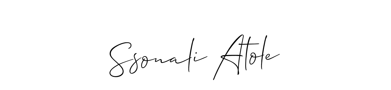 Similarly Allison_Script is the best handwritten signature design. Signature creator online .You can use it as an online autograph creator for name Ssonali Atole. Ssonali Atole signature style 2 images and pictures png