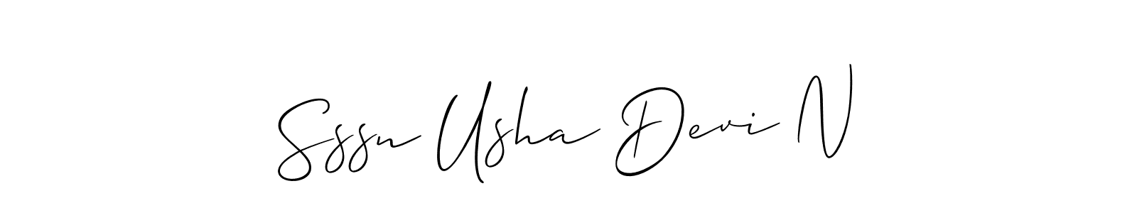 if you are searching for the best signature style for your name Sssn Usha Devi N. so please give up your signature search. here we have designed multiple signature styles  using Allison_Script. Sssn Usha Devi N signature style 2 images and pictures png