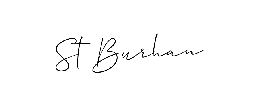 Allison_Script is a professional signature style that is perfect for those who want to add a touch of class to their signature. It is also a great choice for those who want to make their signature more unique. Get St Burhan name to fancy signature for free. St Burhan signature style 2 images and pictures png