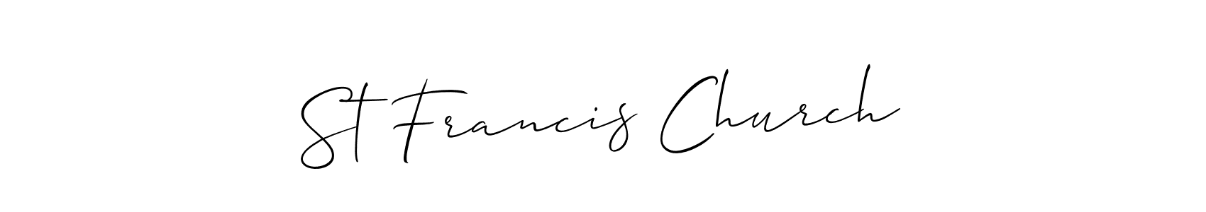 if you are searching for the best signature style for your name St Francis Church. so please give up your signature search. here we have designed multiple signature styles  using Allison_Script. St Francis Church signature style 2 images and pictures png