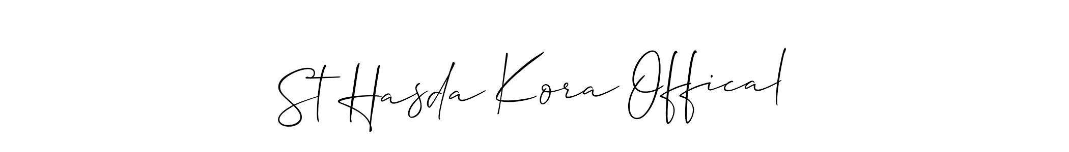Also You can easily find your signature by using the search form. We will create St Hasda Kora Offical name handwritten signature images for you free of cost using Allison_Script sign style. St Hasda Kora Offical signature style 2 images and pictures png