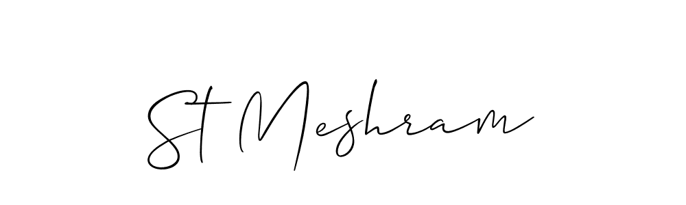 Also we have St Meshram name is the best signature style. Create professional handwritten signature collection using Allison_Script autograph style. St Meshram signature style 2 images and pictures png