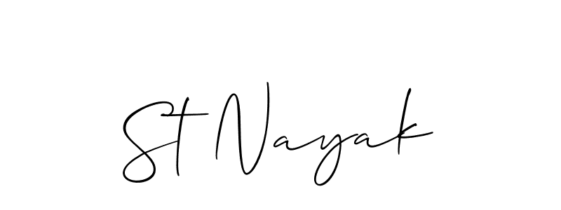 Also we have St Nayak name is the best signature style. Create professional handwritten signature collection using Allison_Script autograph style. St Nayak signature style 2 images and pictures png