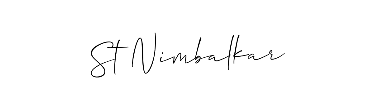 Similarly Allison_Script is the best handwritten signature design. Signature creator online .You can use it as an online autograph creator for name St Nimbalkar. St Nimbalkar signature style 2 images and pictures png