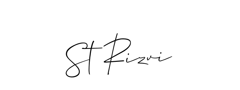 Make a short St Rizvi signature style. Manage your documents anywhere anytime using Allison_Script. Create and add eSignatures, submit forms, share and send files easily. St Rizvi signature style 2 images and pictures png