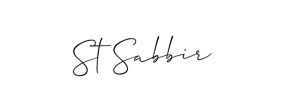 Design your own signature with our free online signature maker. With this signature software, you can create a handwritten (Allison_Script) signature for name St Sabbir. St Sabbir signature style 2 images and pictures png