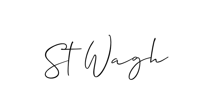 Design your own signature with our free online signature maker. With this signature software, you can create a handwritten (Allison_Script) signature for name St Wagh. St Wagh signature style 2 images and pictures png