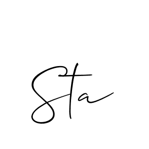 Use a signature maker to create a handwritten signature online. With this signature software, you can design (Allison_Script) your own signature for name Sta. Sta signature style 2 images and pictures png