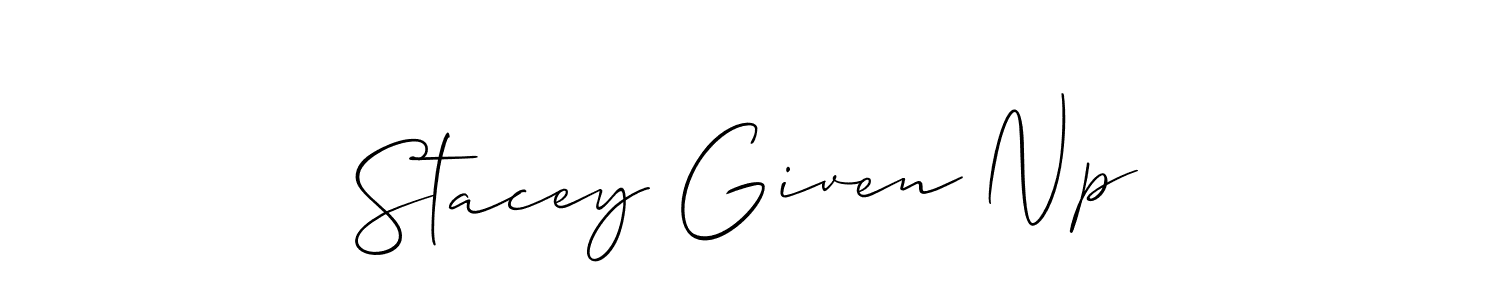 Also You can easily find your signature by using the search form. We will create Stacey Given Np name handwritten signature images for you free of cost using Allison_Script sign style. Stacey Given Np signature style 2 images and pictures png