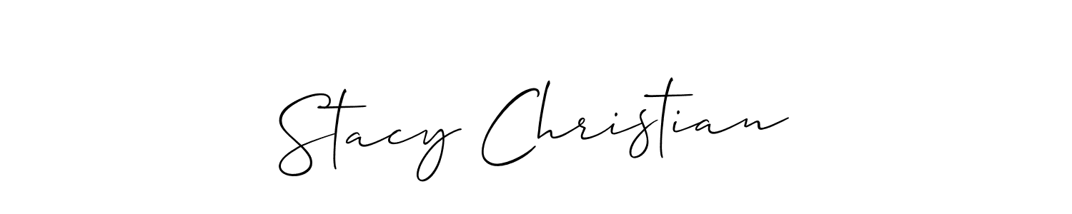 Use a signature maker to create a handwritten signature online. With this signature software, you can design (Allison_Script) your own signature for name Stacy Christian. Stacy Christian signature style 2 images and pictures png