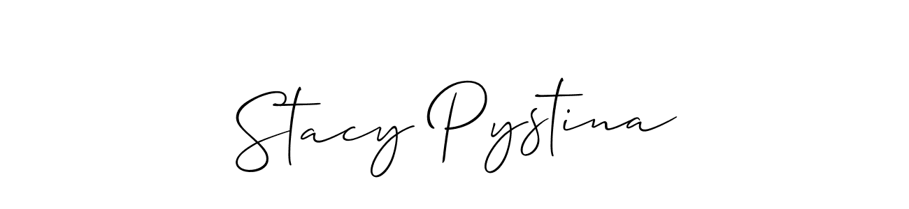 The best way (Allison_Script) to make a short signature is to pick only two or three words in your name. The name Stacy Pystina include a total of six letters. For converting this name. Stacy Pystina signature style 2 images and pictures png