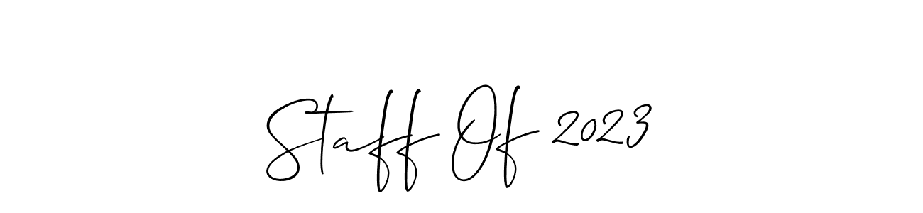 Similarly Allison_Script is the best handwritten signature design. Signature creator online .You can use it as an online autograph creator for name Staff Of 2023. Staff Of 2023 signature style 2 images and pictures png
