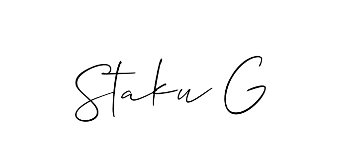 Also we have Staku G name is the best signature style. Create professional handwritten signature collection using Allison_Script autograph style. Staku G signature style 2 images and pictures png