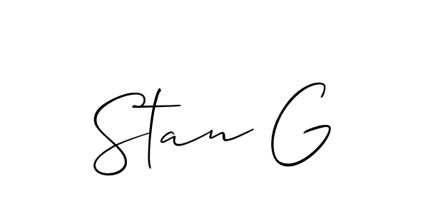 How to make Stan G name signature. Use Allison_Script style for creating short signs online. This is the latest handwritten sign. Stan G signature style 2 images and pictures png