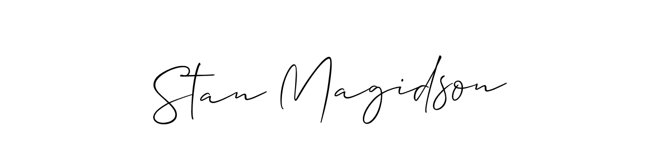 You should practise on your own different ways (Allison_Script) to write your name (Stan Magidson) in signature. don't let someone else do it for you. Stan Magidson signature style 2 images and pictures png