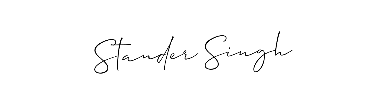 Create a beautiful signature design for name Stander Singh. With this signature (Allison_Script) fonts, you can make a handwritten signature for free. Stander Singh signature style 2 images and pictures png