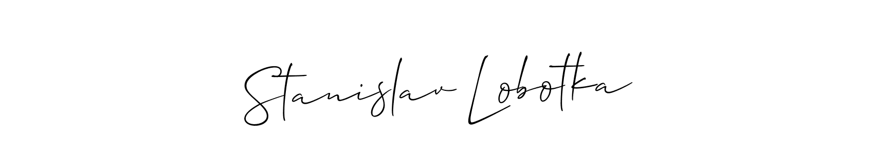How to make Stanislav Lobotka name signature. Use Allison_Script style for creating short signs online. This is the latest handwritten sign. Stanislav Lobotka signature style 2 images and pictures png