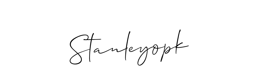 Make a beautiful signature design for name Stanleyopk. With this signature (Allison_Script) style, you can create a handwritten signature for free. Stanleyopk signature style 2 images and pictures png