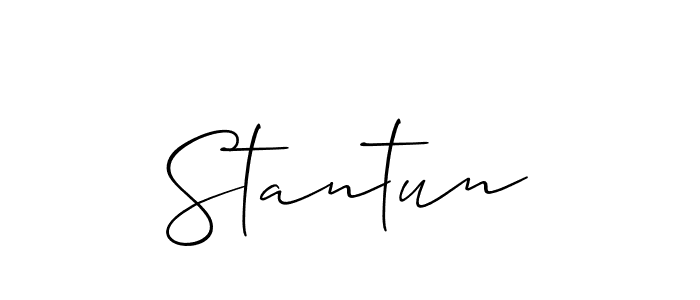 Make a beautiful signature design for name Stantun. With this signature (Allison_Script) style, you can create a handwritten signature for free. Stantun signature style 2 images and pictures png