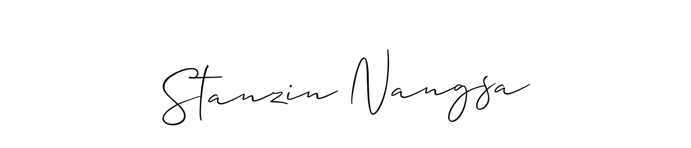 The best way (Allison_Script) to make a short signature is to pick only two or three words in your name. The name Stanzin Nangsa include a total of six letters. For converting this name. Stanzin Nangsa signature style 2 images and pictures png