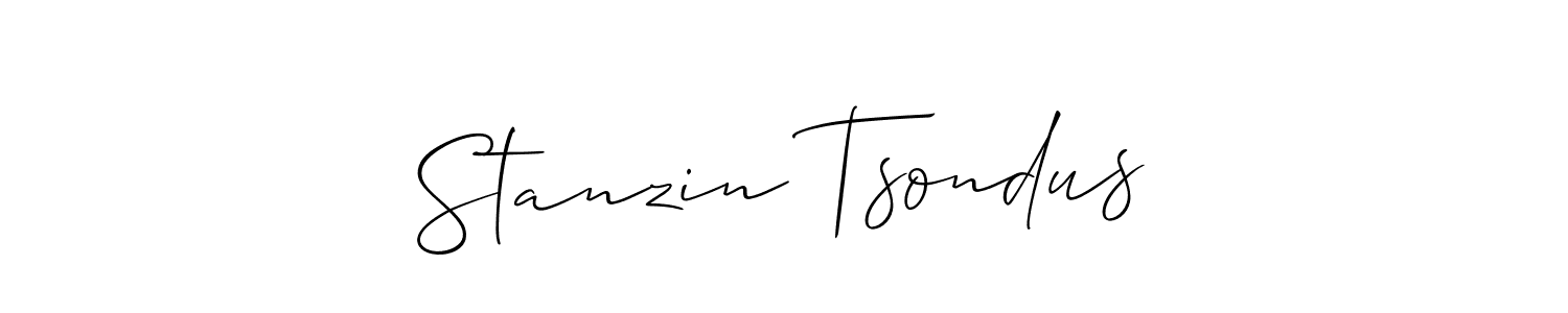 The best way (Allison_Script) to make a short signature is to pick only two or three words in your name. The name Stanzin Tsondus include a total of six letters. For converting this name. Stanzin Tsondus signature style 2 images and pictures png