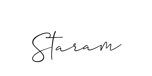 if you are searching for the best signature style for your name Staram. so please give up your signature search. here we have designed multiple signature styles  using Allison_Script. Staram signature style 2 images and pictures png