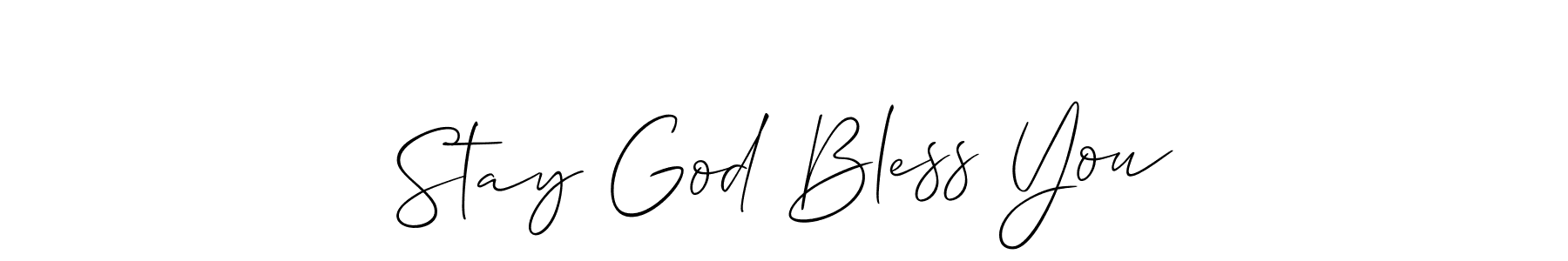 The best way (Allison_Script) to make a short signature is to pick only two or three words in your name. The name Stay God Bless You include a total of six letters. For converting this name. Stay God Bless You signature style 2 images and pictures png