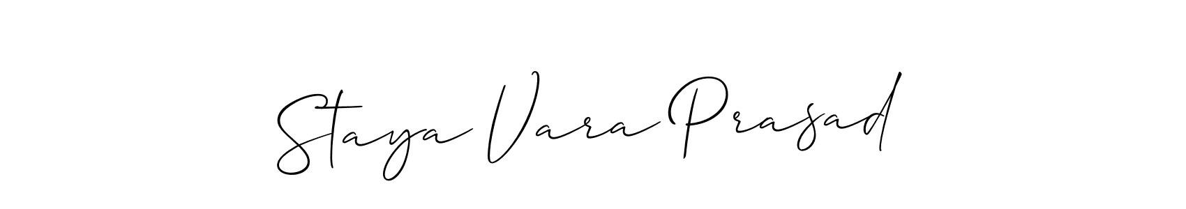 How to make Staya Vara Prasad name signature. Use Allison_Script style for creating short signs online. This is the latest handwritten sign. Staya Vara Prasad signature style 2 images and pictures png