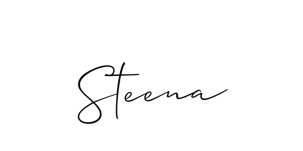 The best way (Allison_Script) to make a short signature is to pick only two or three words in your name. The name Steena include a total of six letters. For converting this name. Steena signature style 2 images and pictures png